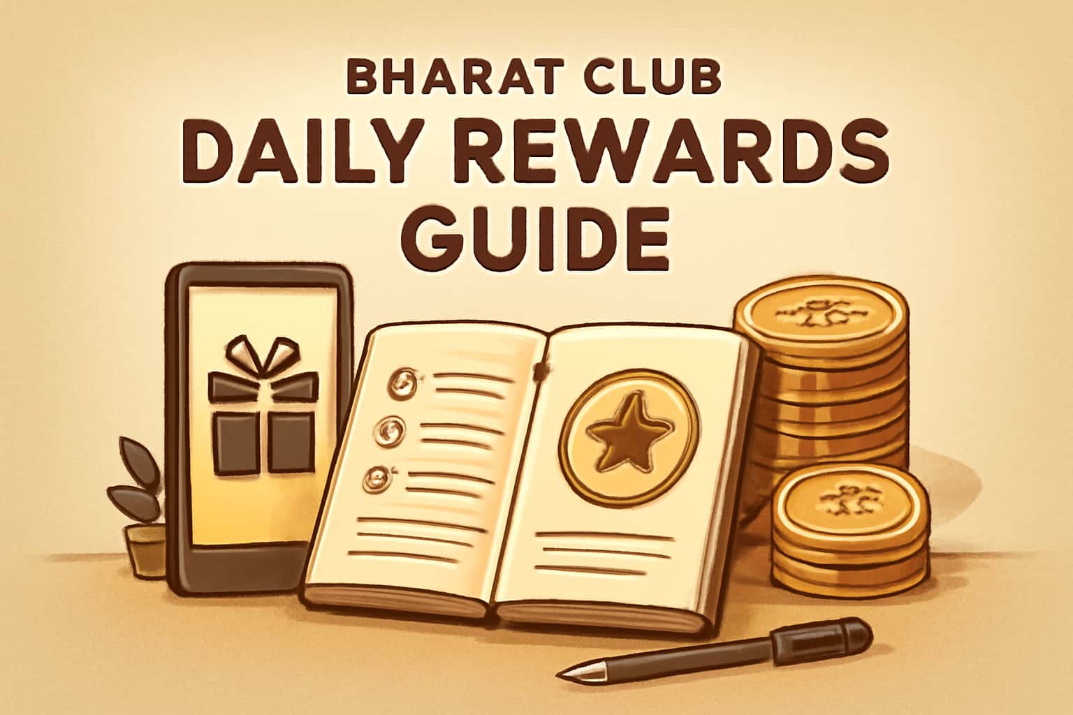 An informative scene representing the Bharat Club Daily Rewards Guide.
