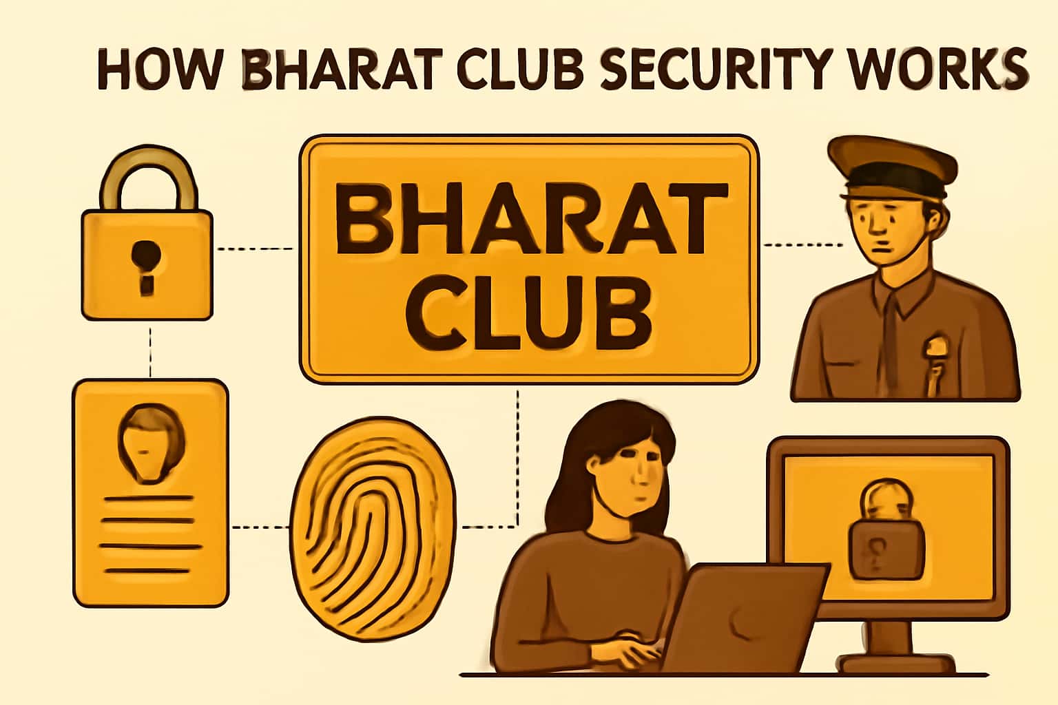 An informative illustration showcasing security features of Bharat Club.