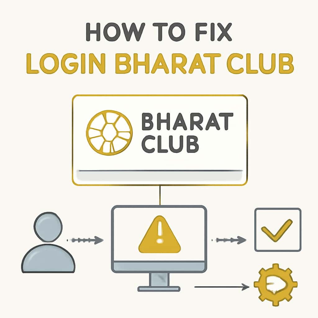 Diagram detailing steps to resolve login issues for Bharat Club.
