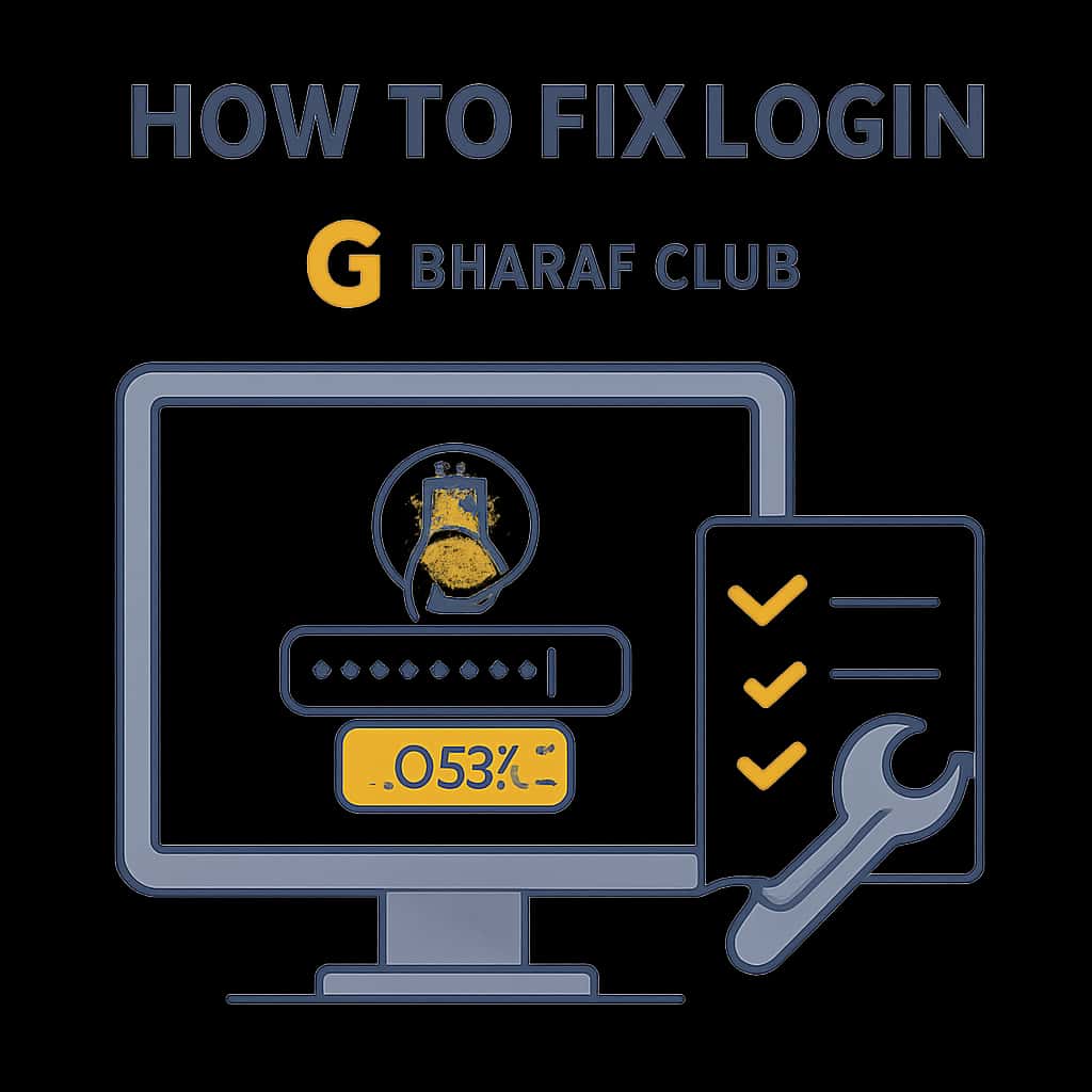 An educational diagram detailing login troubleshooting for Bharat Club.
