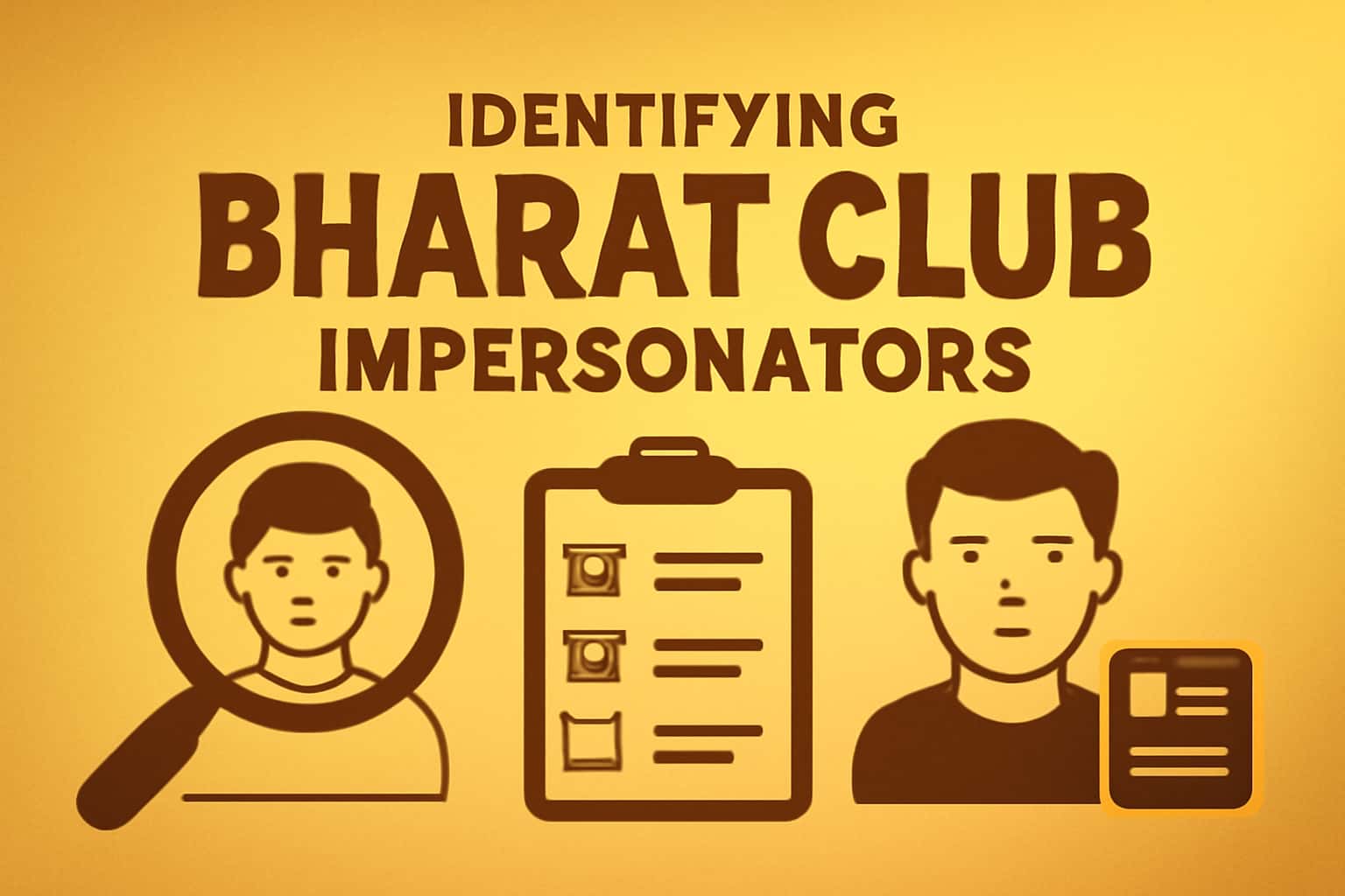 A visual representation showing how to identify impersonators on Bharat Club, using futuristic design elements.