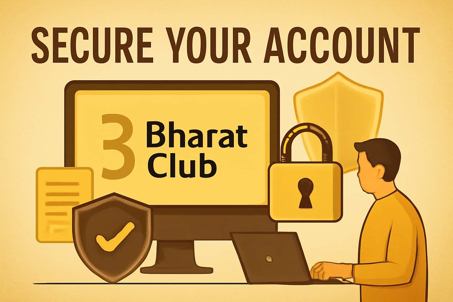 A futuristic visualization emphasizing the security of the Bharat Club account.