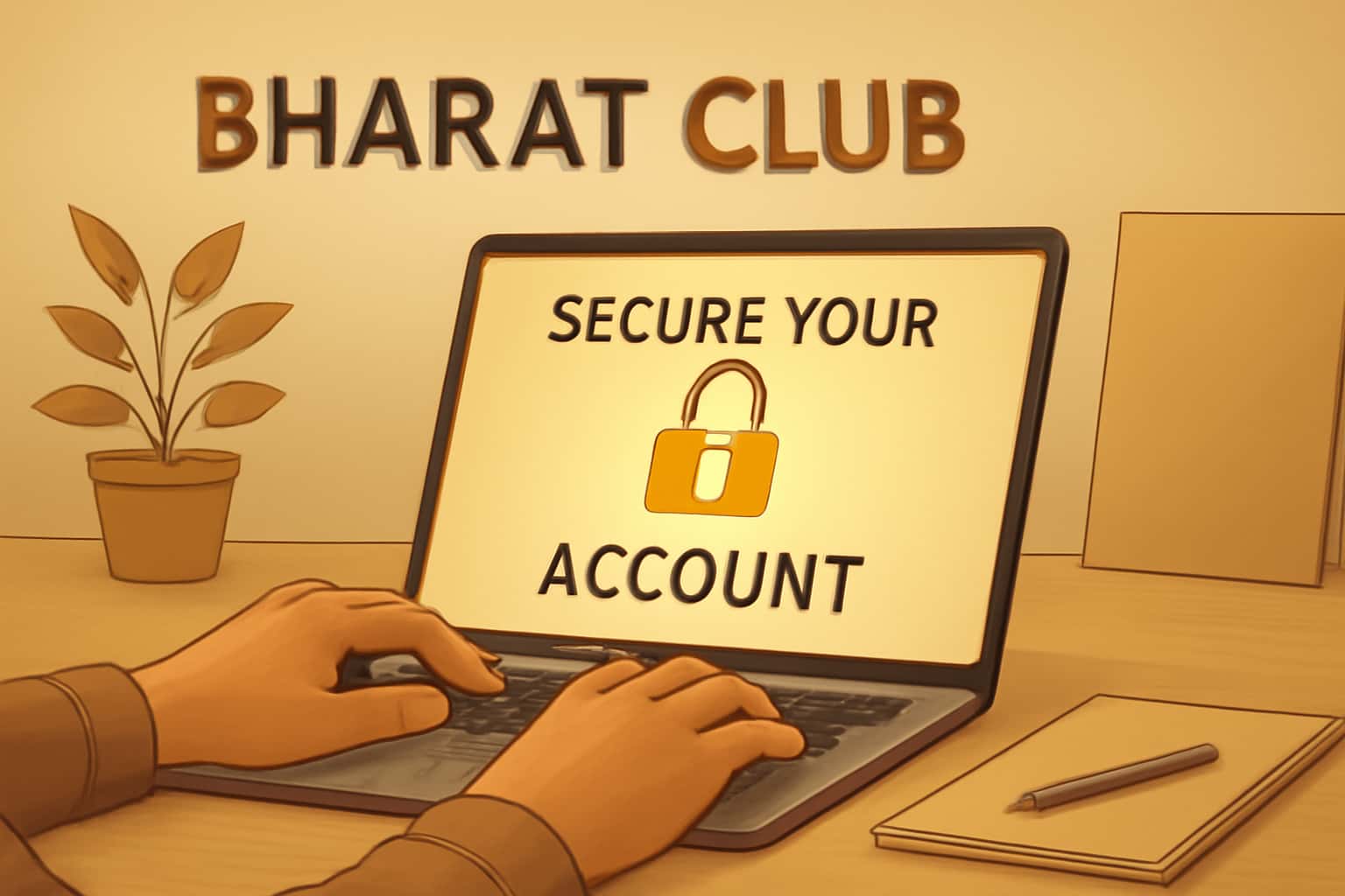 A visual representation of account security measures for Bharat Club, featuring modern design elements.