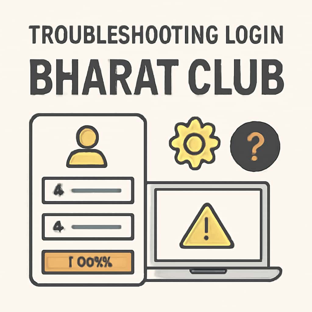 An educational diagram illustrating troubleshooting steps for Bharat Club login.