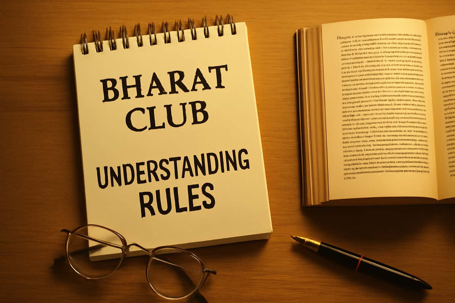 A neutral educational scene representing the rules of Bharat Club.